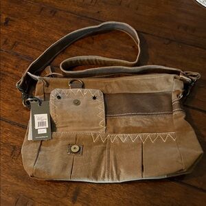 Myra Bag Tan Canvas Shoulder Bag